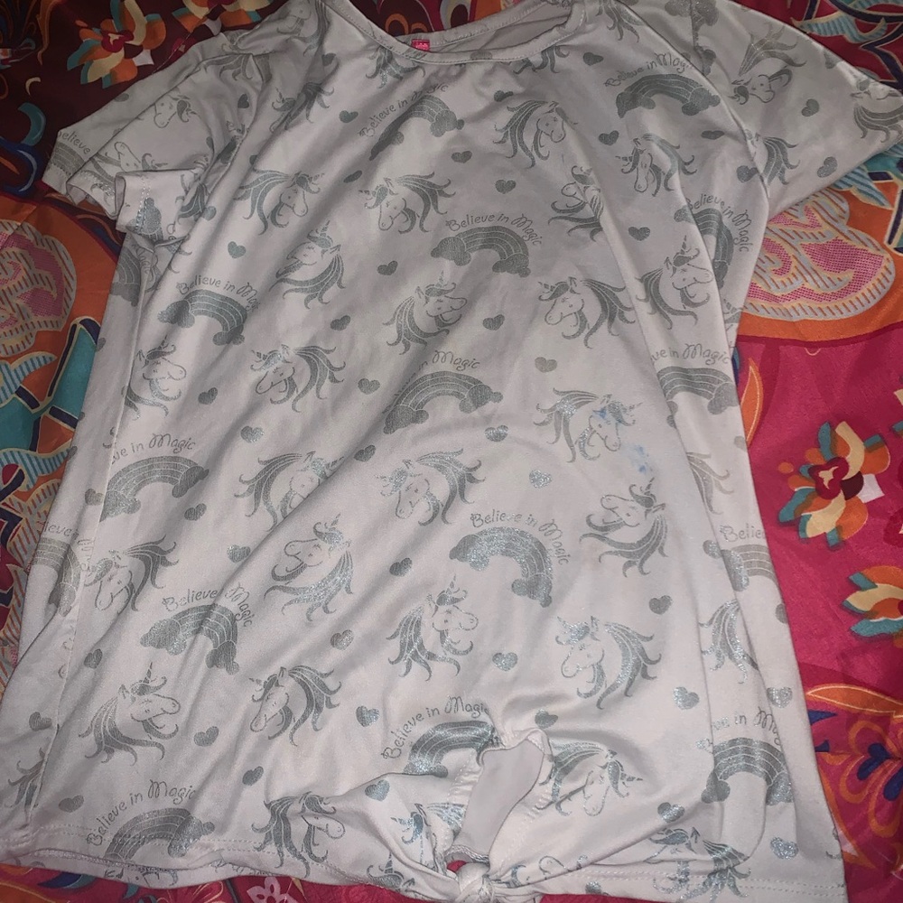 Unicorn Print Kids Shirt - Gray